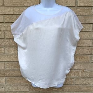 *** Helmut Lang for Intermix Satin Silk Asymmetrical Short Sleeve Blouse